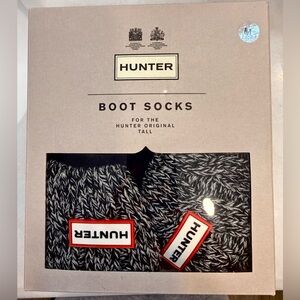 Hunter Black and Grey Marled Boot Socks with Branded Patch
